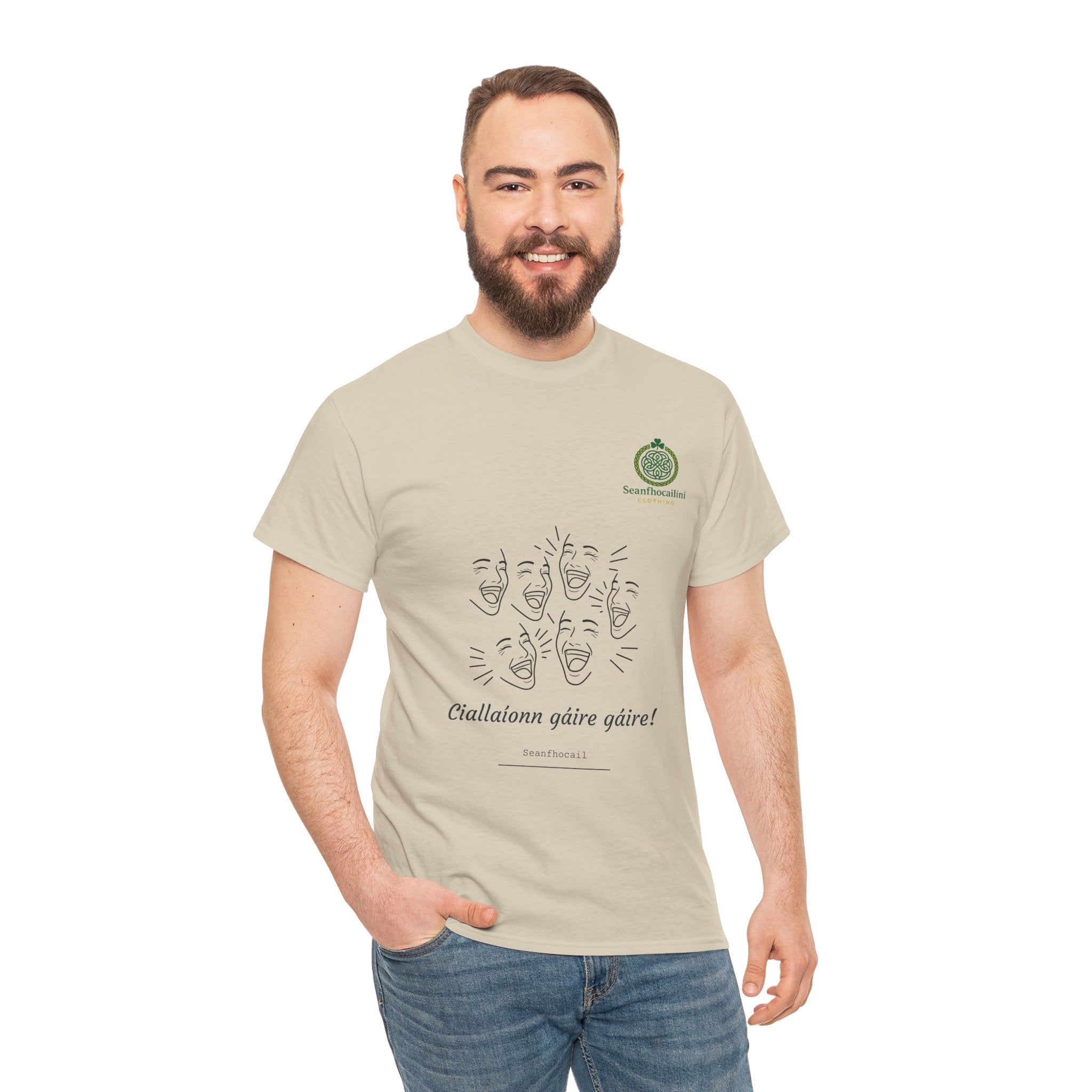 Ciallaíonn Gáire Gáire Heavy Cotton T-Shirt Irish Mammies Collection