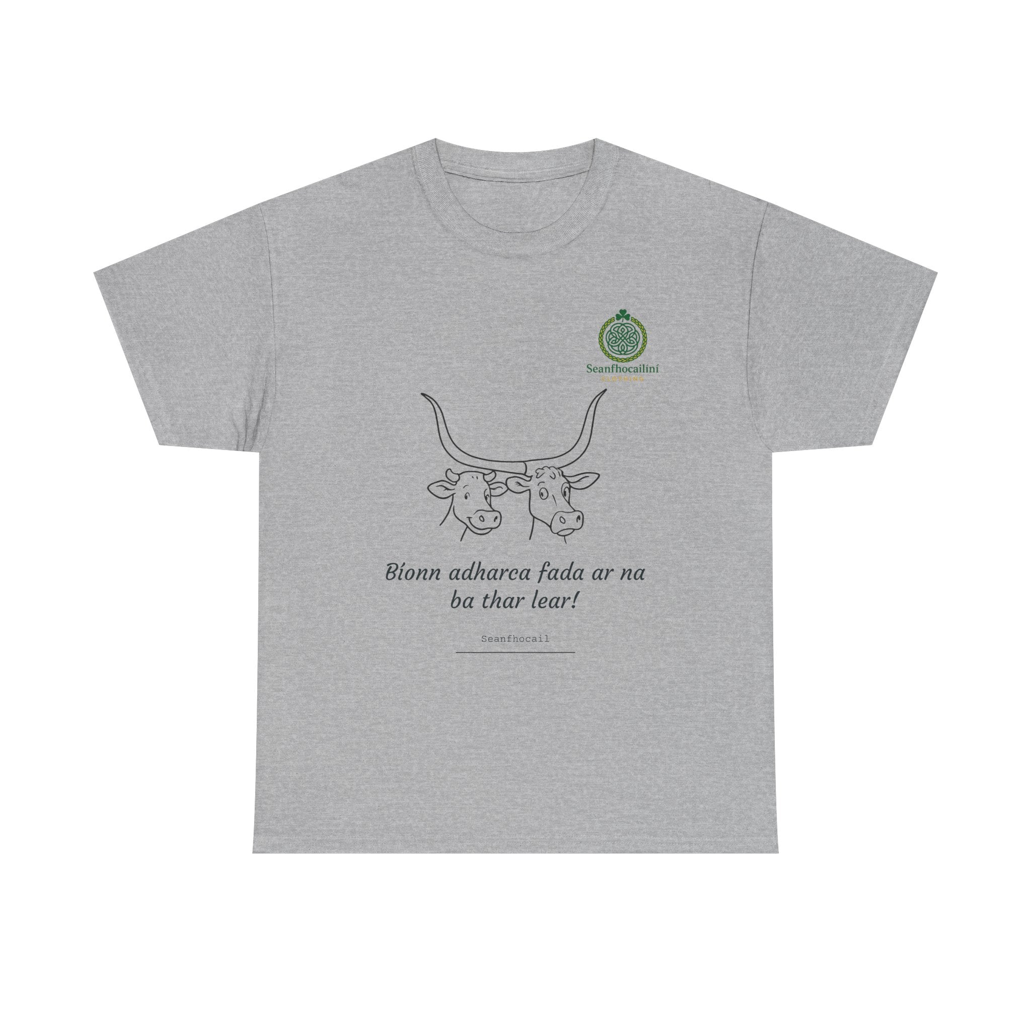 Bíonn Adharca Fada Heavy Cotton T-Shirt Irish Mammies Collection