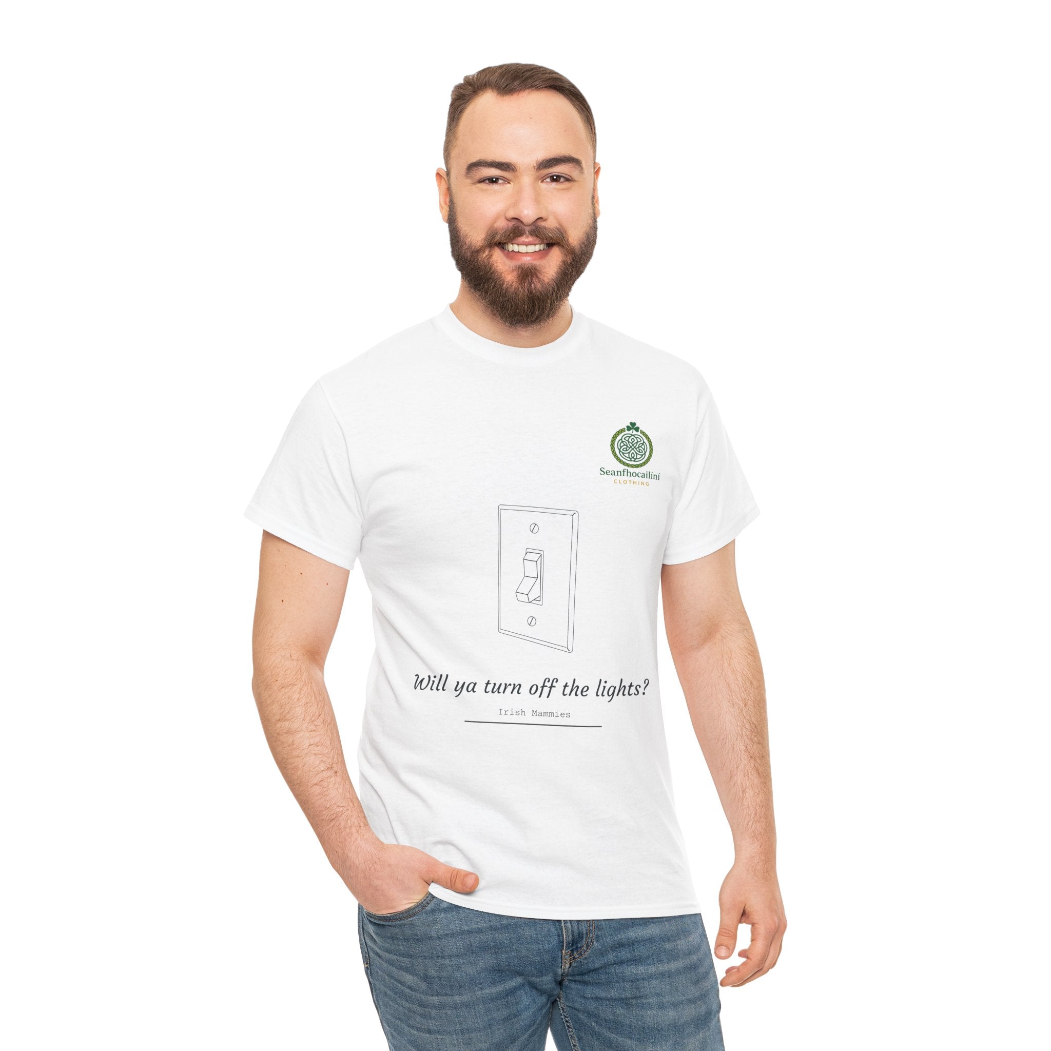 Turn Off The Lights Heavy Cotton T-Shirt Irish Mammies Collection