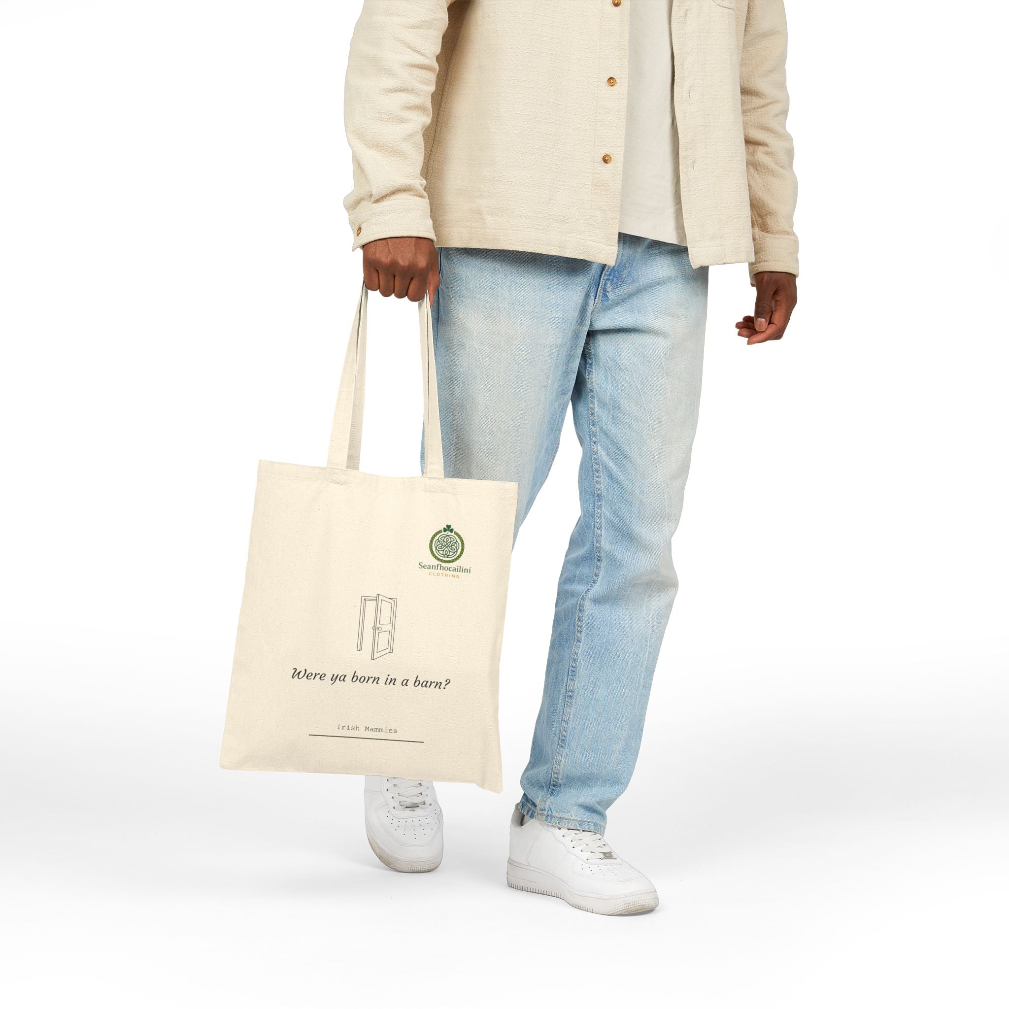 Born in a Barn Cotton Tote Bag, Minimalist Canvas Bag, Everyday Tote, Perfect for Shopping or Travel