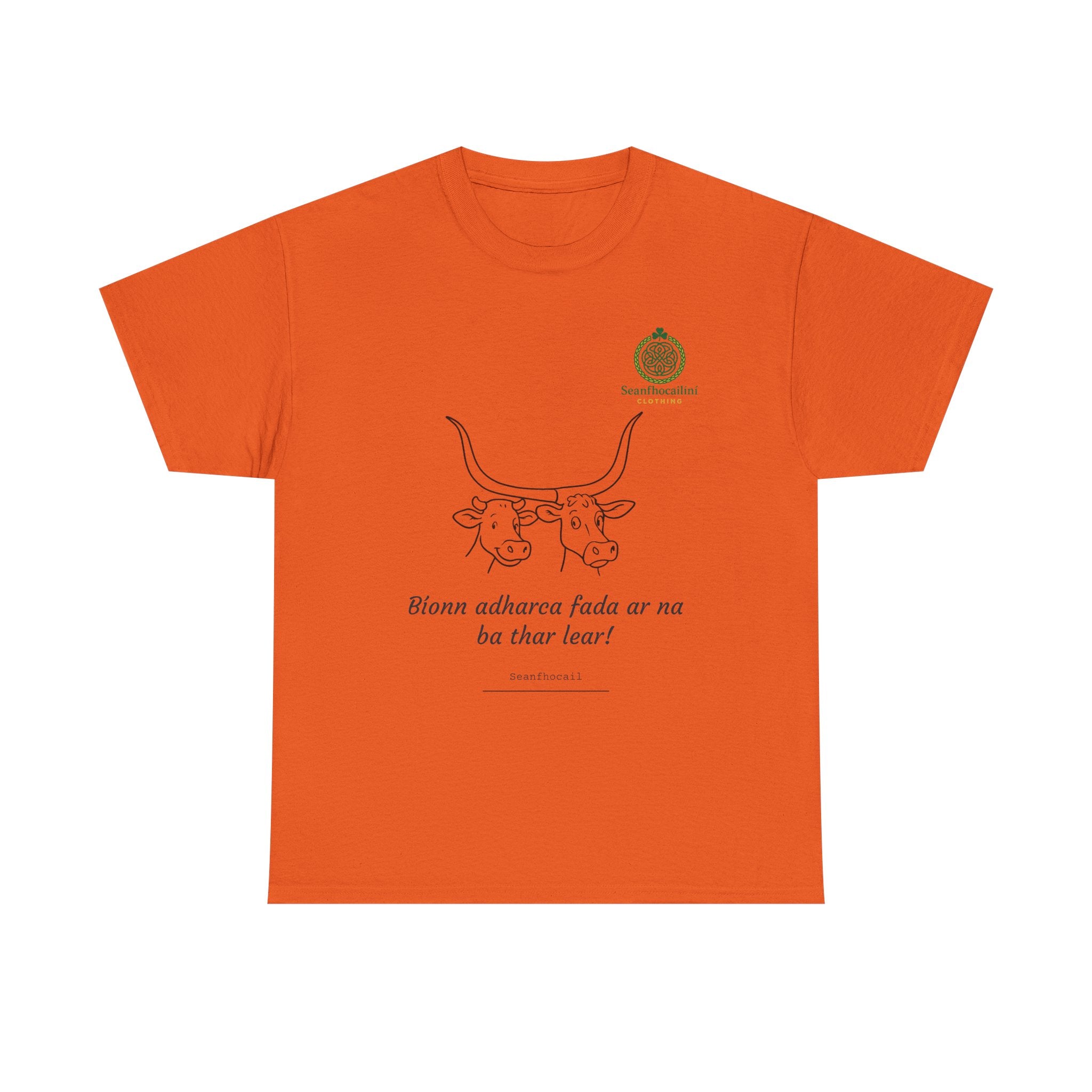 Bíonn Adharca Fada Heavy Cotton T-Shirt Irish Mammies Collection