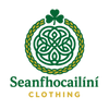 Logo of Seanfhocalini clothing with green and yellow design on a white background