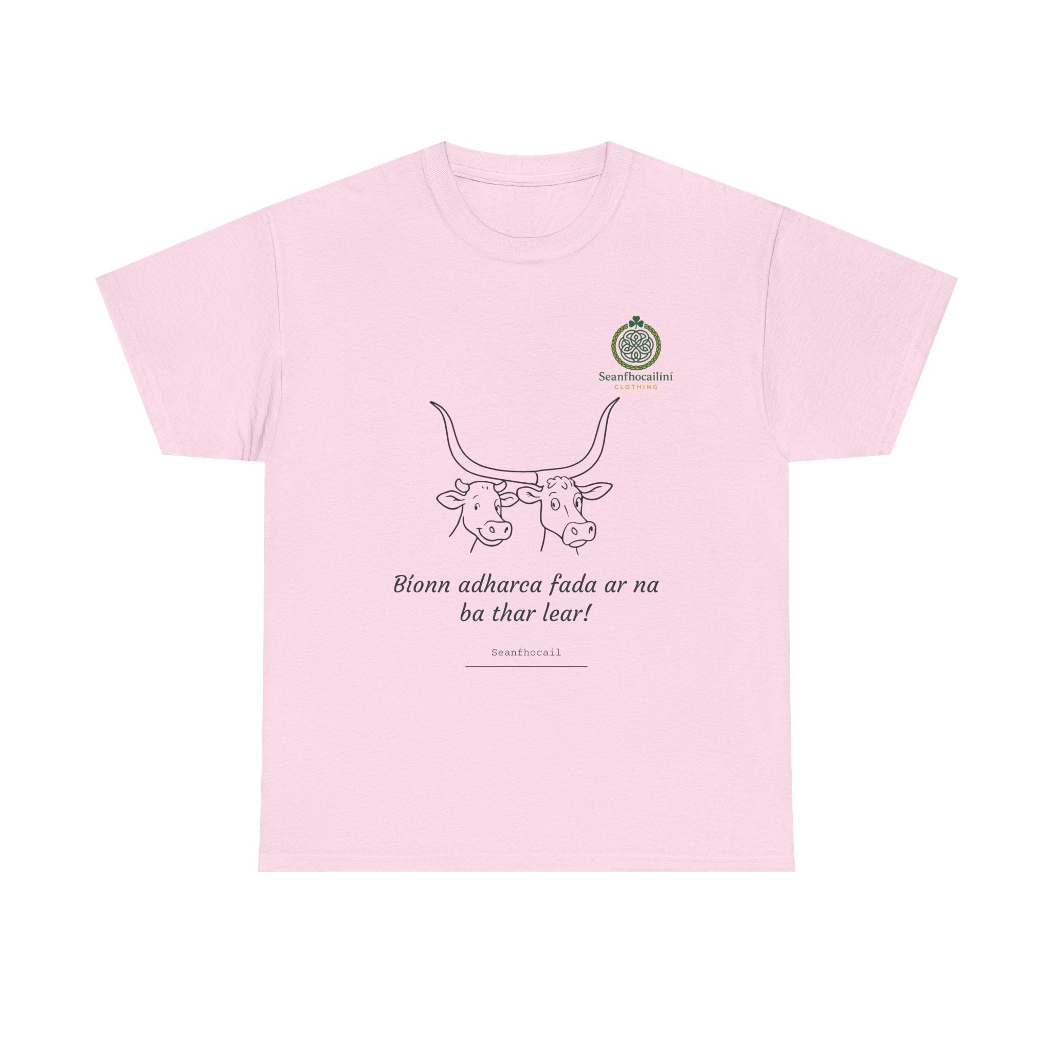 Bíonn Adharca Fada Heavy Cotton T-Shirt Irish Mammies Collection
