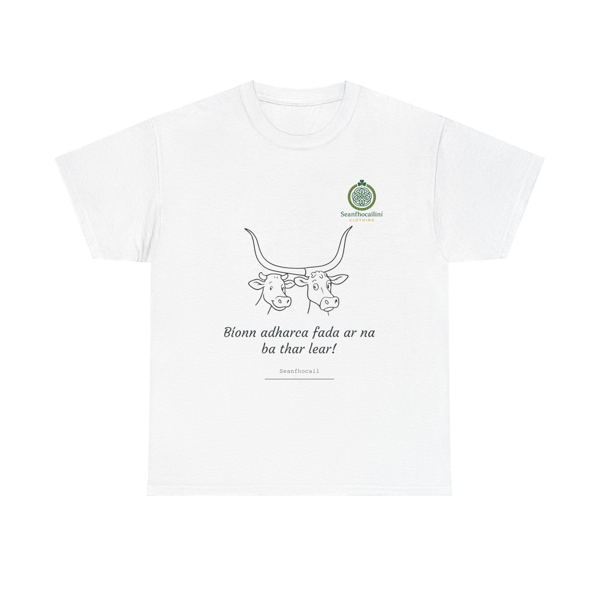 Bíonn Adharca Fada Heavy Cotton T-Shirt Irish Mammies Collection