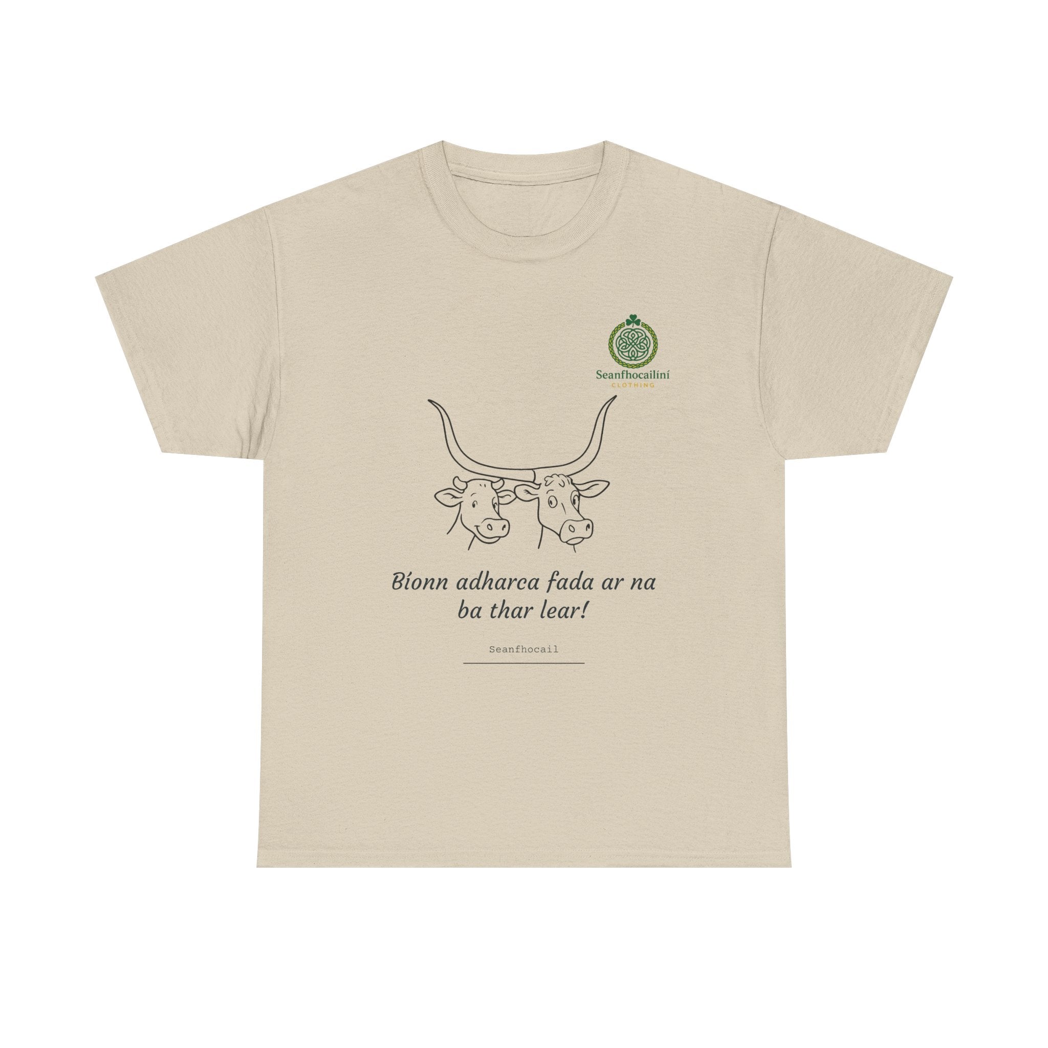 Bíonn Adharca Fada Heavy Cotton T-Shirt Irish Mammies Collection