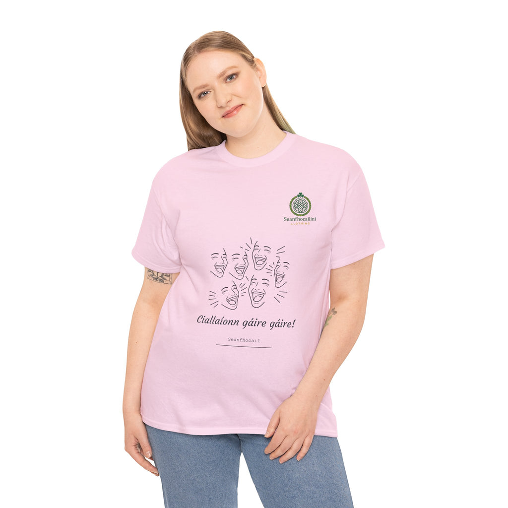 Ciallaíonn Gáire Gáire Heavy Cotton T-Shirt Irish Mammies Collection