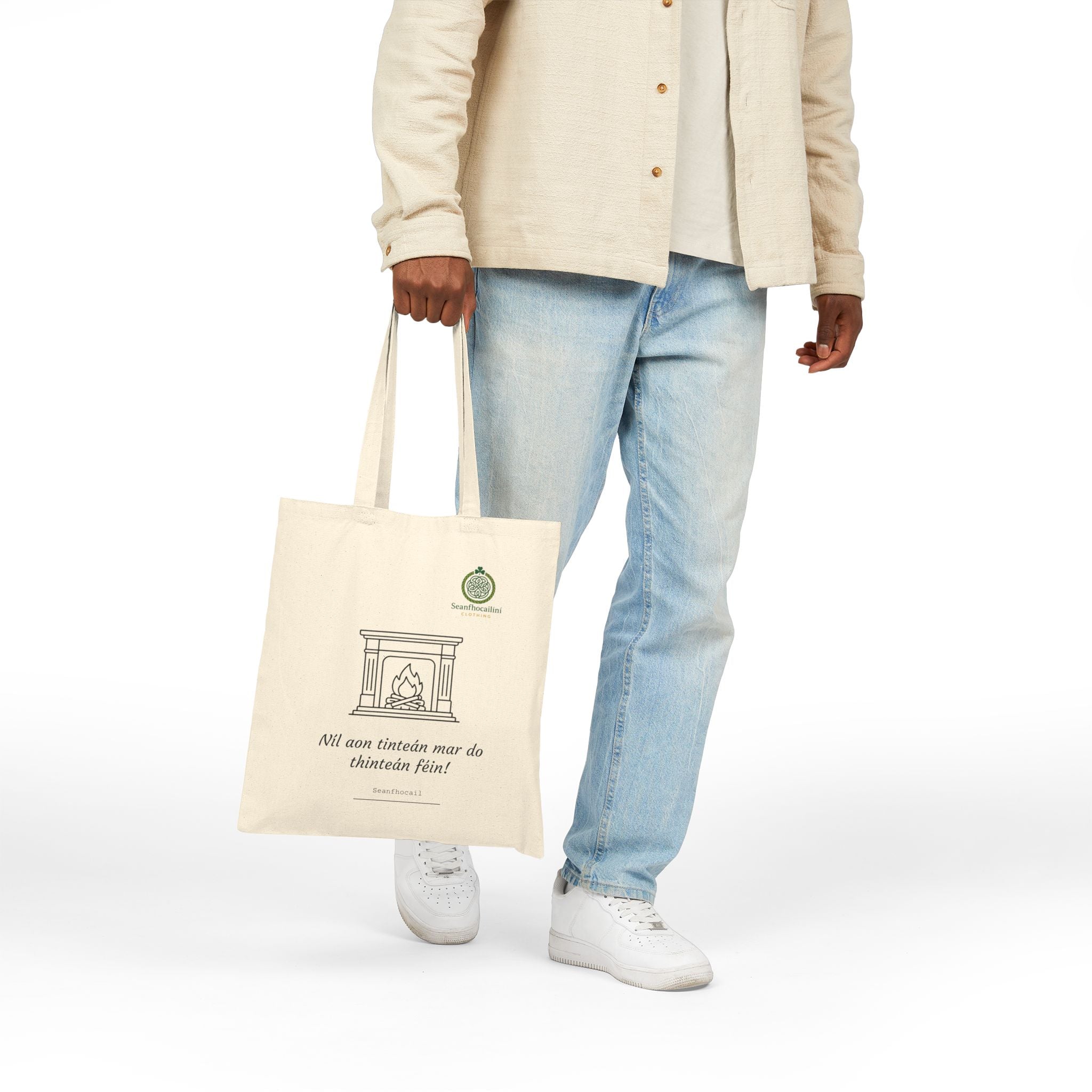 Níl Aon Tinteán Cotton Tote Bag, Minimalist Canvas Bag, Everyday Tote, Perfect for Shopping or Travel