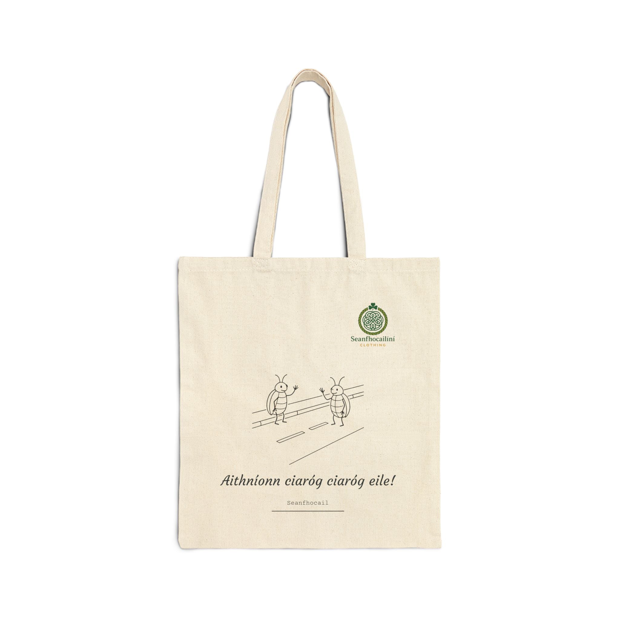 Aithníonn Ciaróg Ciaróg Eile Cotton Tote Bag, Minimalist Canvas Bag, Everyday Tote, Perfect for Shopping or Travel