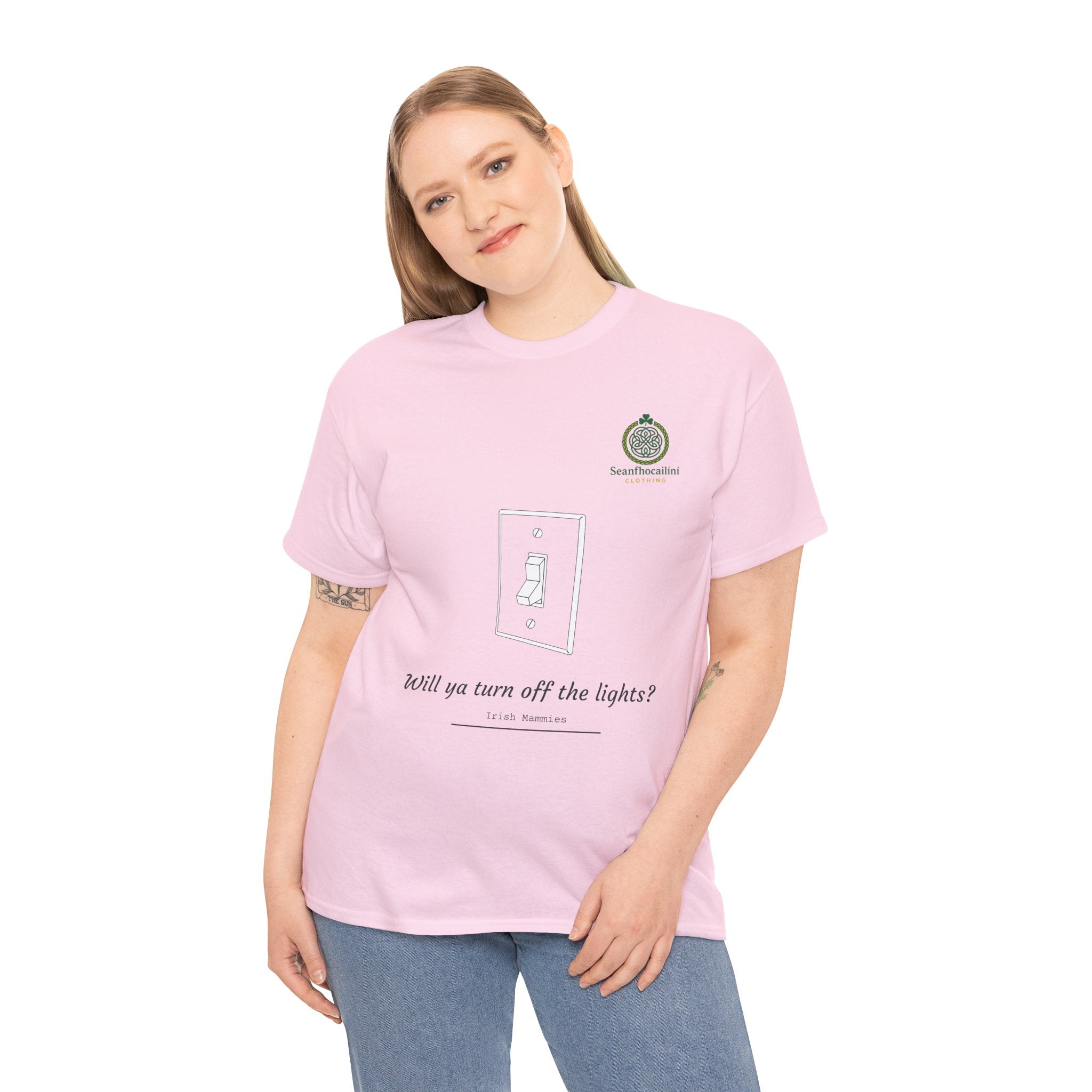 Turn Off The Lights Heavy Cotton T-Shirt Irish Mammies Collection
