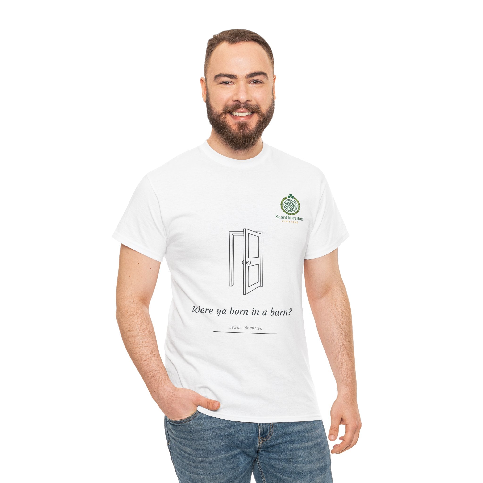 Born In A Barn Heavy Cotton T-Shirt Irish Mammies Collection