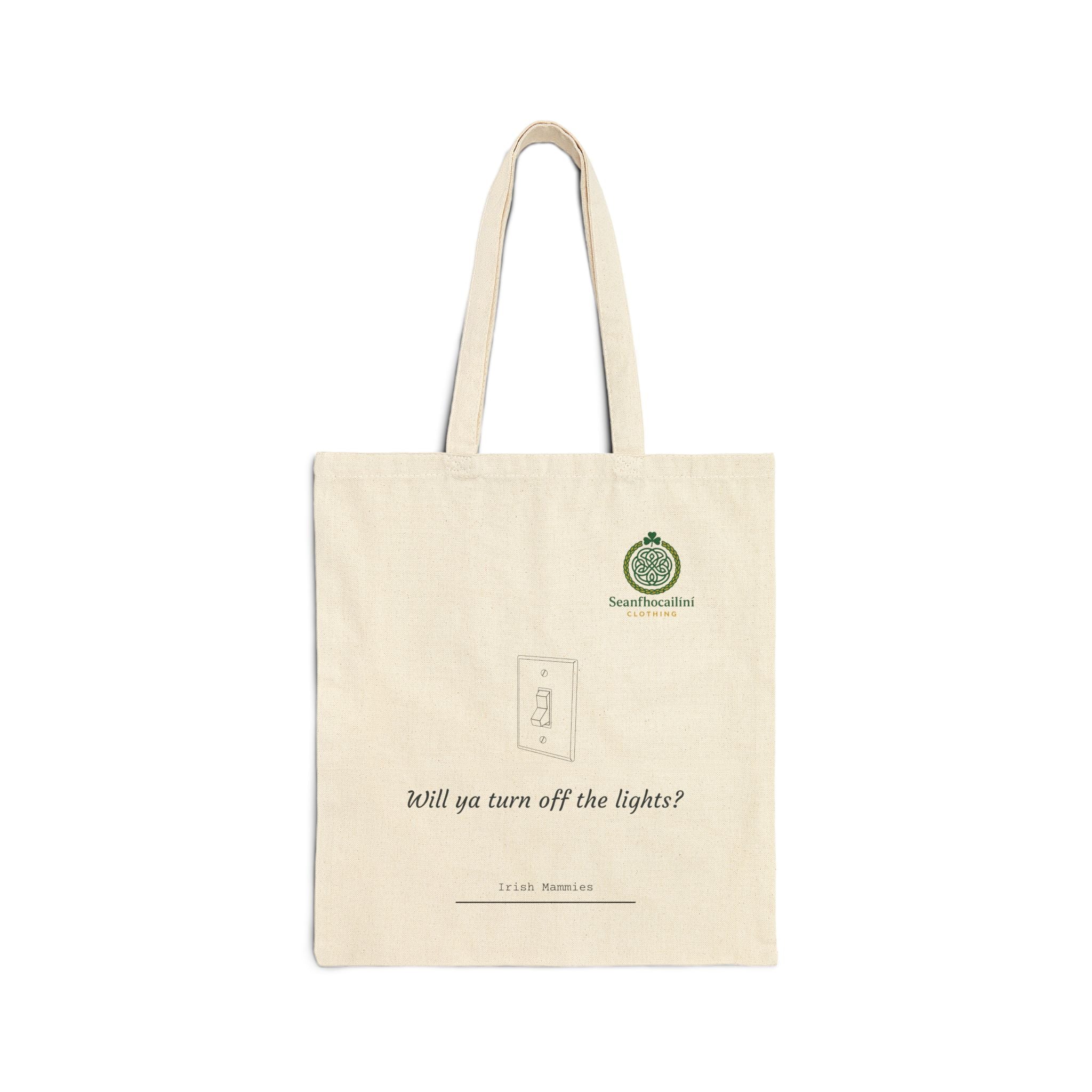 Turn Off the Lights Cotton Tote Bag, Minimalist Canvas Bag, Everyday Tote, Perfect for Shopping or Travel