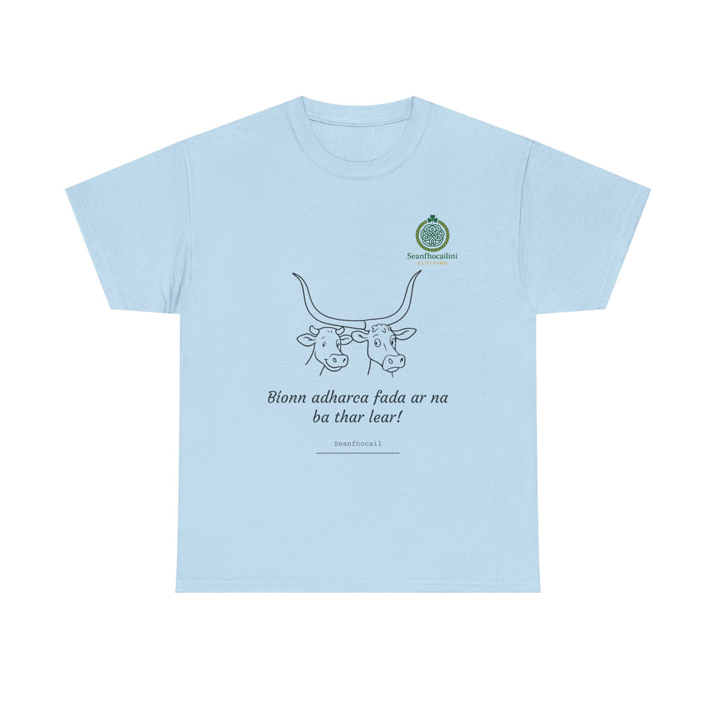 Bíonn Adharca Fada Heavy Cotton T-Shirt Irish Mammies Collection