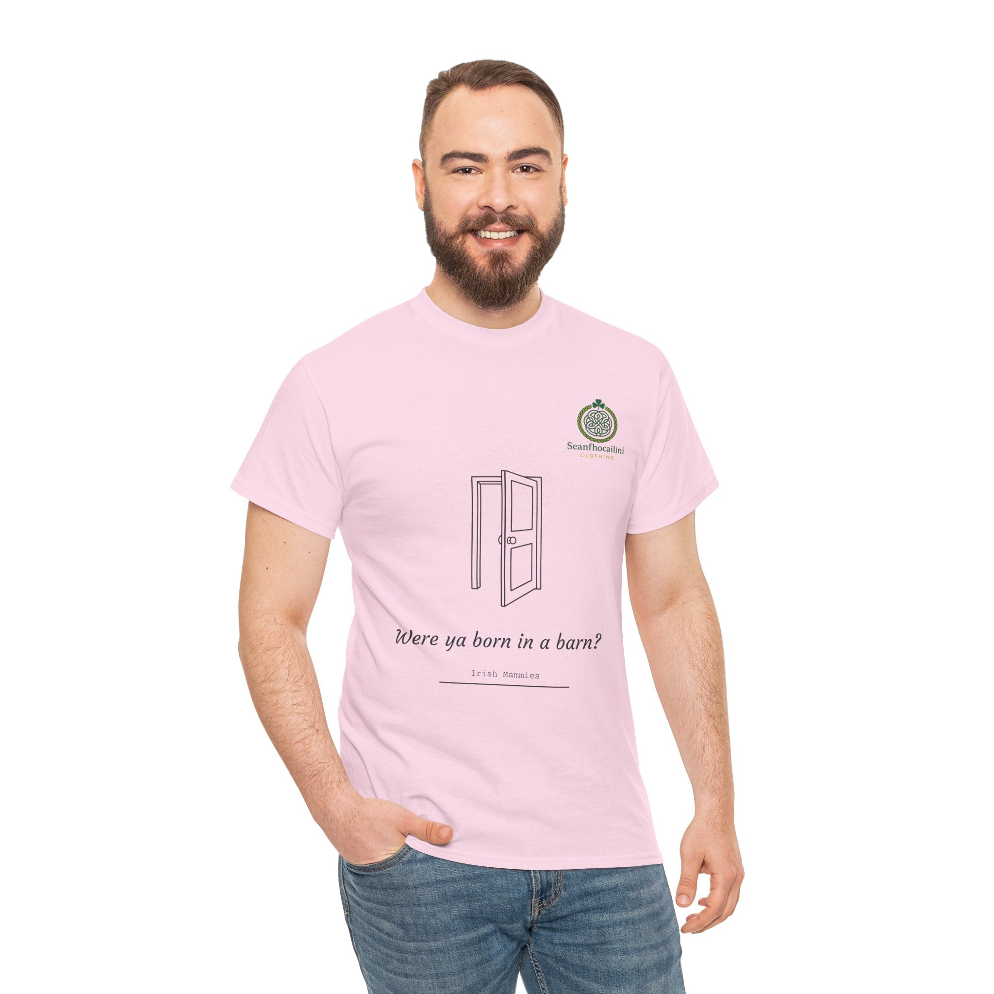 Born In A Barn Heavy Cotton T-Shirt Irish Mammies Collection