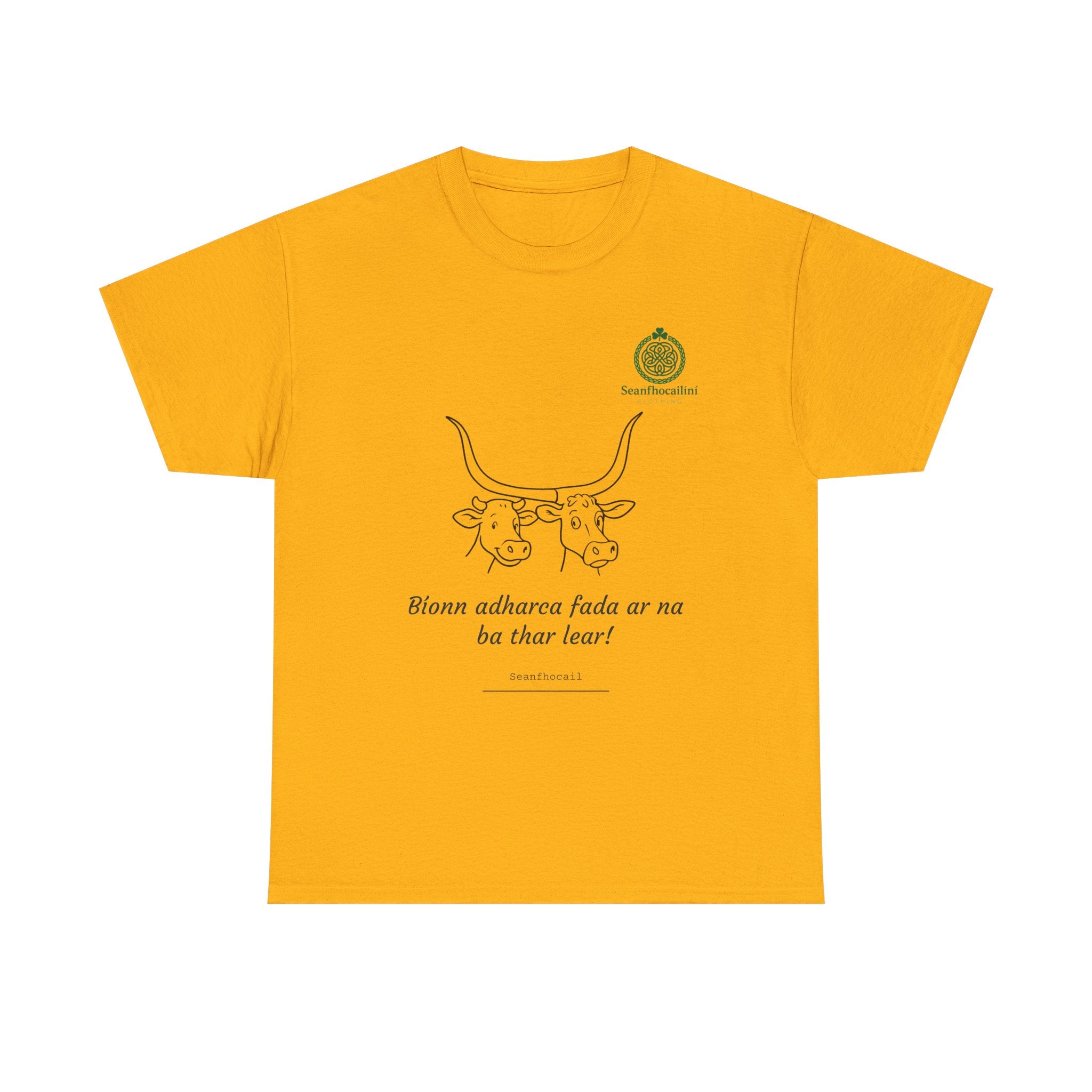 Bíonn Adharca Fada Heavy Cotton T-Shirt Irish Mammies Collection